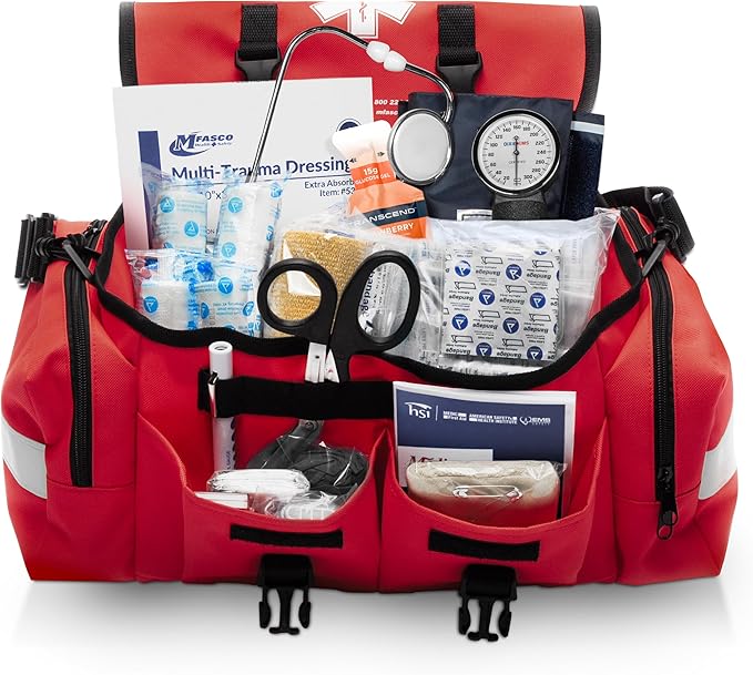 MFASCO First Aid Kit - Fully Stocked Portable Reflective Bag -First Responder Emergency Response Kit -for Natural Disaster...
