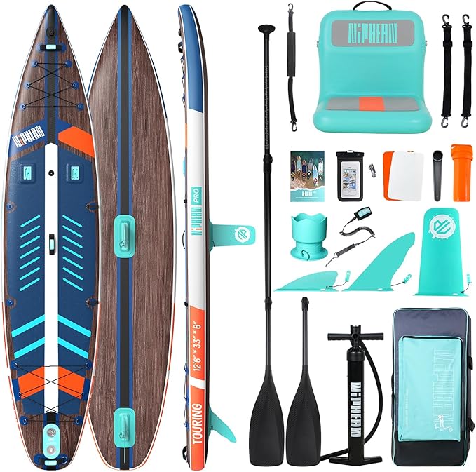 Niphean PRO (Extra Large) Paddle Board, 12'6" Stand Up Inflatable Paddle Board with Seat, Pressure Gauge, Multifunctional ...