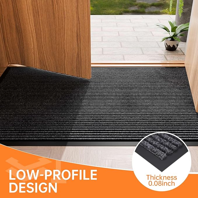 Indoor Outdoor Door Mat, 5’ x 4' Doormat for Entryway, Rubber Backing Non Slip Front Door Mat Outside Entrance, Super Absorbent Commercial Floor Mat for Home Office