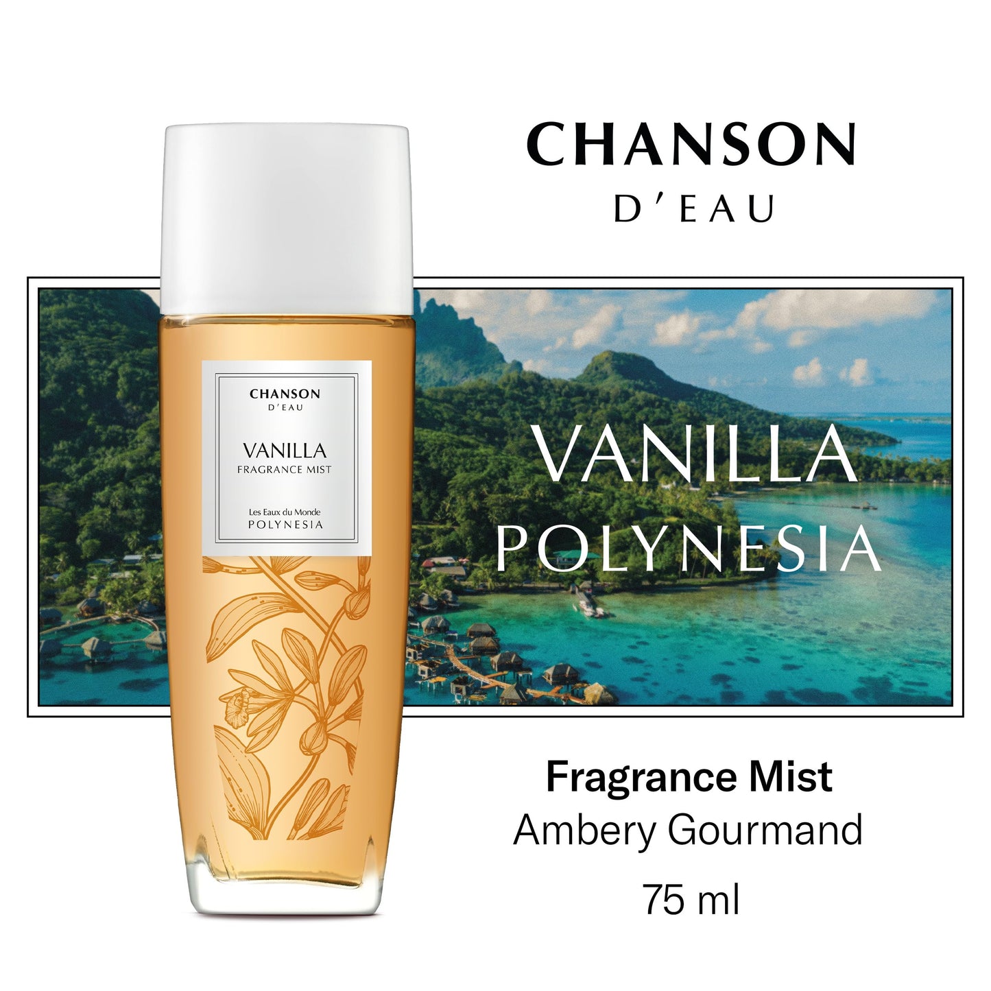 Chanson Vanilla Hair & Body Mist for Women 2.5 fl oz (Pack of 1), Notes of Pear, Sugar, and Vanilla, Women's Fragrance, Long Lasting, Everyday Fragrance, Travel Size