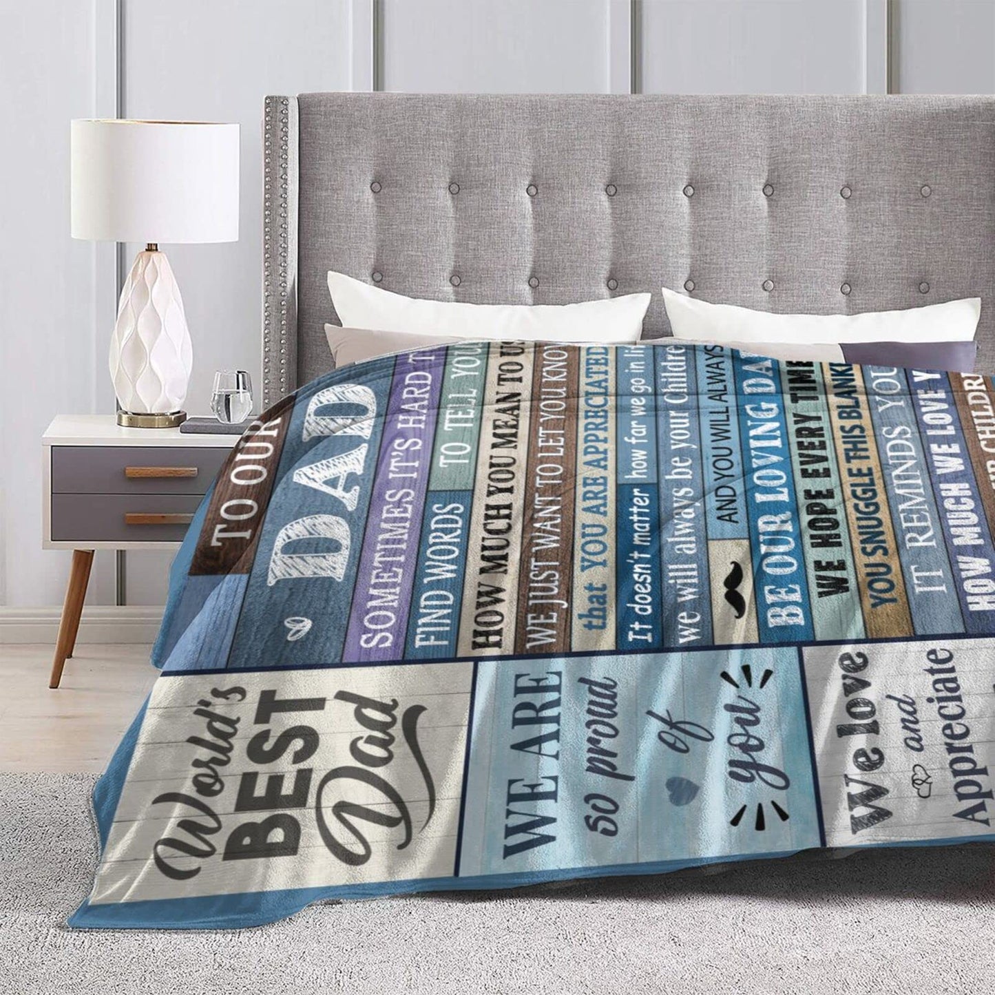 JOPJOLIW Dad Gifts for Dad Blanket, Birthday Gift for Dads from Kids Daughter Son Throw Blanket 60" X 50"