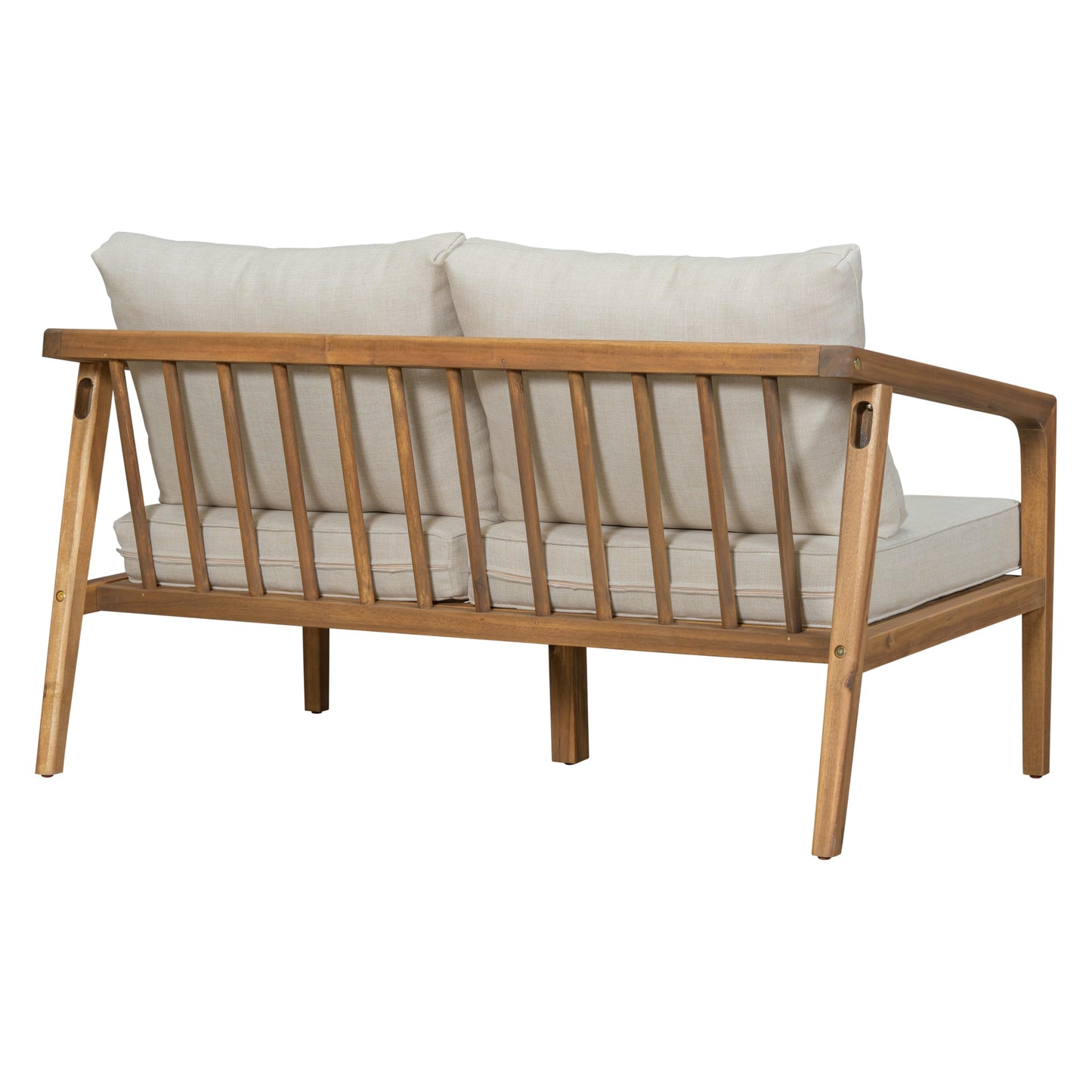 Christopher Knight Home Dena Patio 4-Piece Conversation Set, Outdoor 4-Seater Acacia Wood Sofa Chat Set,Garden Furniture,Loveseat,Coffee Table,Set of 2 Club Chairs, Removable Cushions, Teak+ Beige