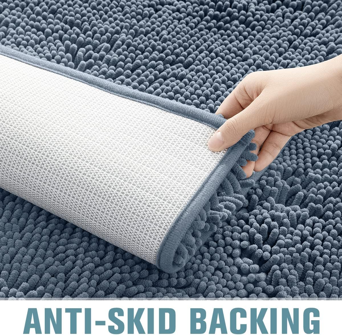 SONORO KATE Bathroom Rug,Non-Slip Bath Mat,Soft Cozy Shaggy Thick Bath Rugs for Bathroom,Plush Rugs for Bathtubs,Water Absorbent Rain Showers and Under The Sink (Lake Blue, 36" x 24" Plus 32" x 20")