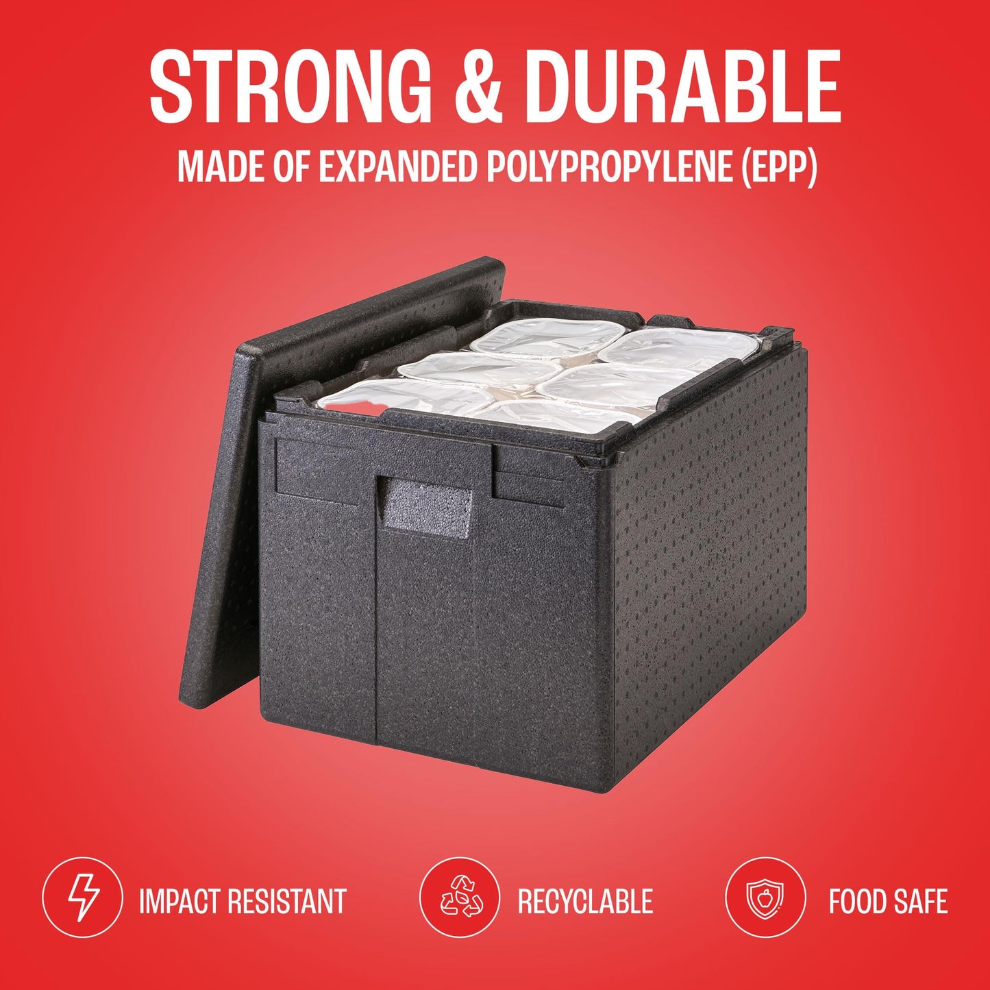 Cambro GoBox Insulated Lightweight Thermal Hot Box and Food Pan Carrier (12 Inch Deep) - Hotbox and Food Warmer for Catering & Transport - Top Load (Black)