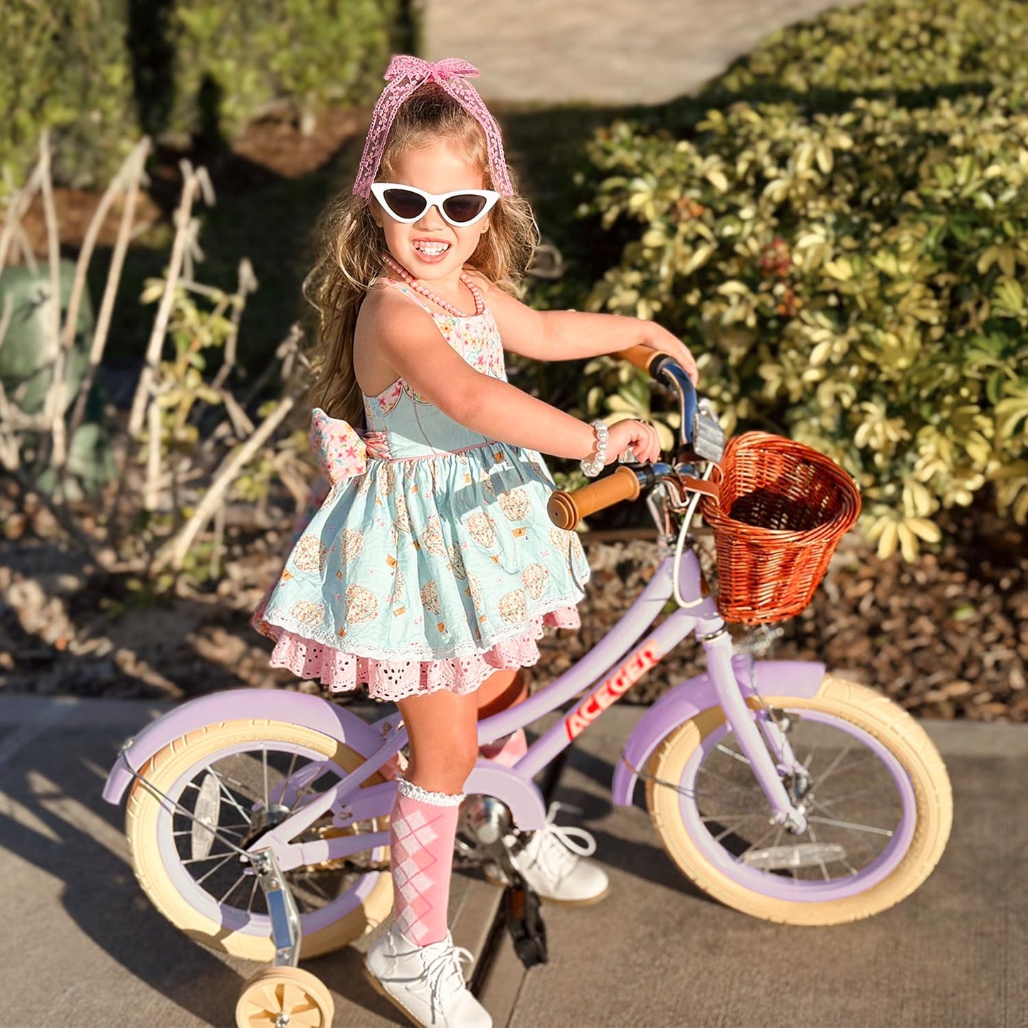 ACEGER Girls Bike with Basket, Kids Bicycle for 3-13 Years, Included Coaster Brake & Caliper Brake, 14 16 18 Inch with Training Wheels, 20 Inch with Kickstand but no Training Wheels
