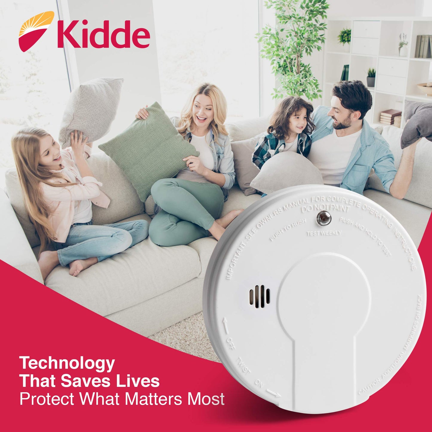 Kidde Smoke Detector, 9-Volt Battery Operated, Photoelectric Smoke Alarm, Battery Included