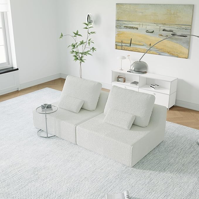 Sailret Oversized Modular Sectional Sofa, Foam-Filled Lazy Couch with Lumbar Pillow, Convertible Floor Sofa Set for Living Room Bedroom, Free Combination, Multiple Packs (1–6 Seats)
