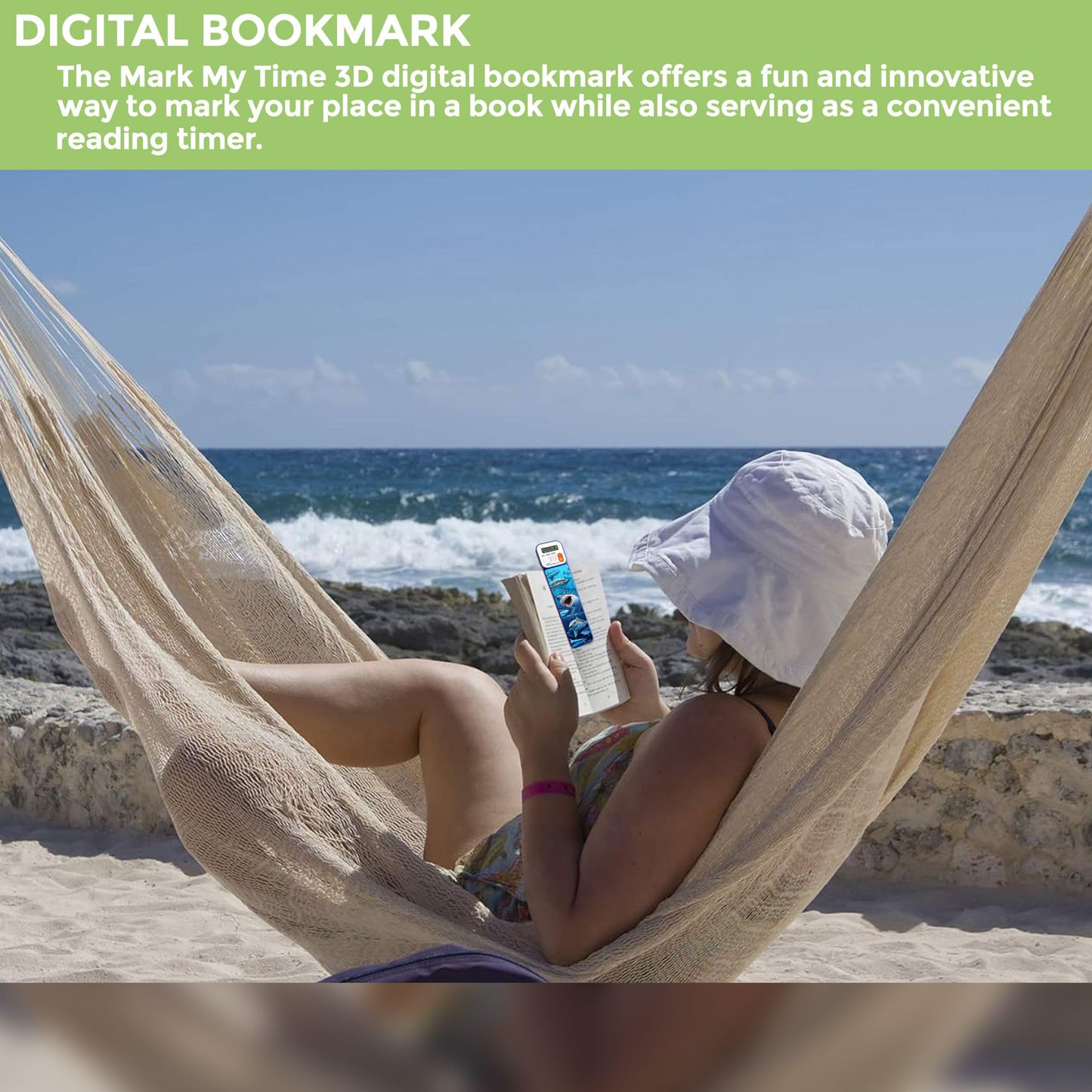 Mark-My-Time - Digital Bookmark - Mark My Time Reading Timer and Bookmark for Kids, Cool Bookmarks and Reading Incentives, Christmas Gift & Stocking Stuffer for Book Lovers - 3D Shark