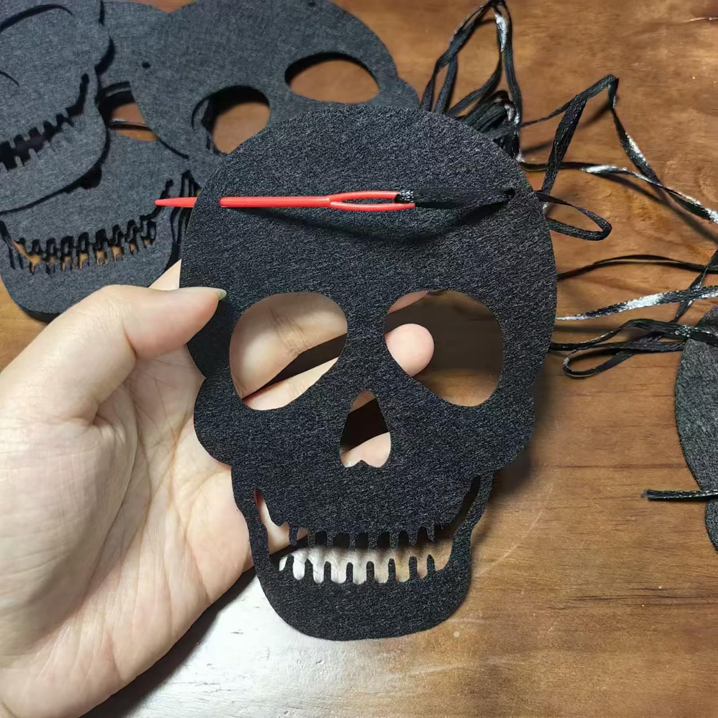 Black Skull Garland, Halloween Decoration Birthday Decoration Party Decoration Halloween Banner for Gothic Birthday Party Decorations DIY Home Decor