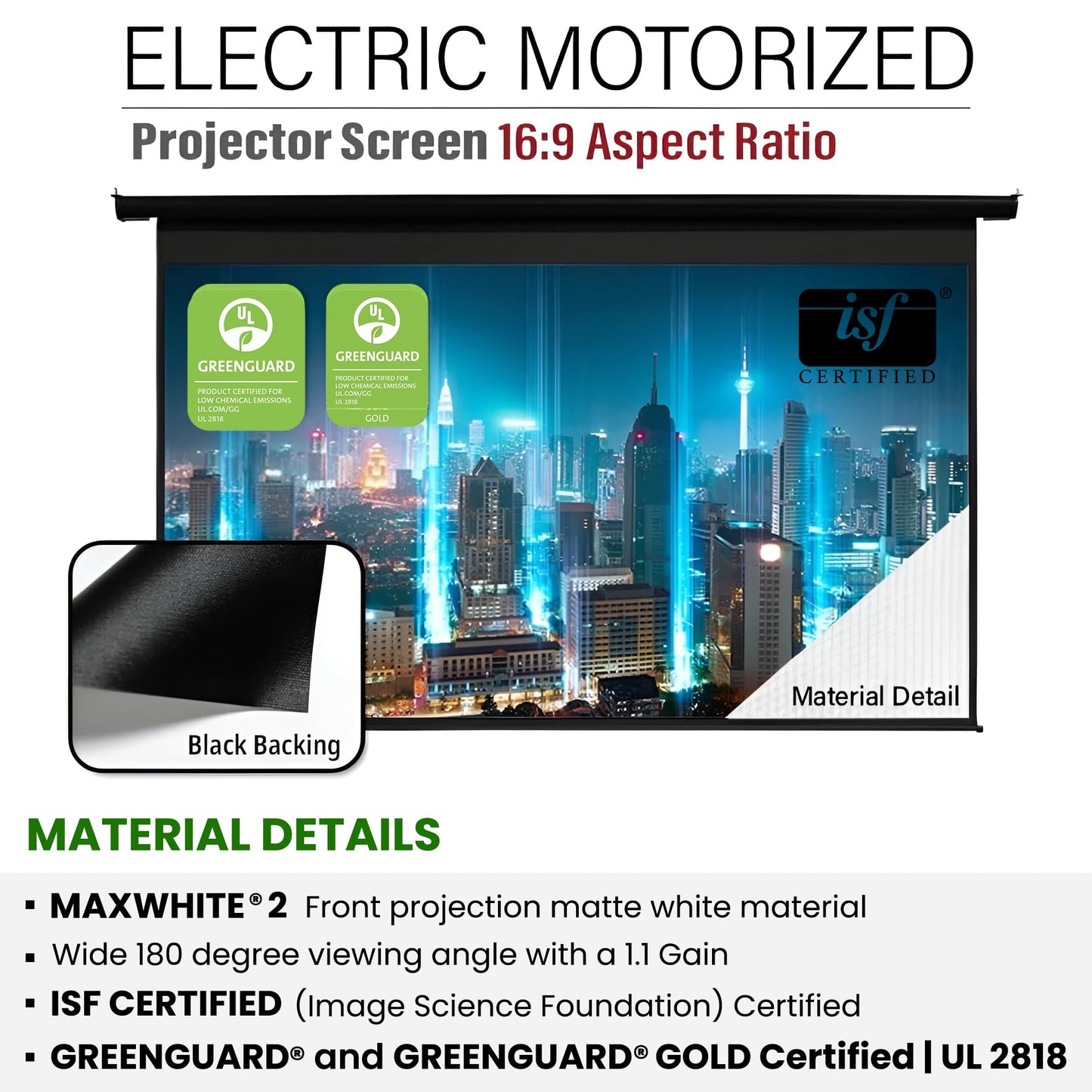 Akia Screens 125-Inch Motorized Projector Screen, 16:9, Electric Drop Down with Remote, Wall or Ceiling Mount, 4K/8K Ready, AK-MOTORIZE125H2.