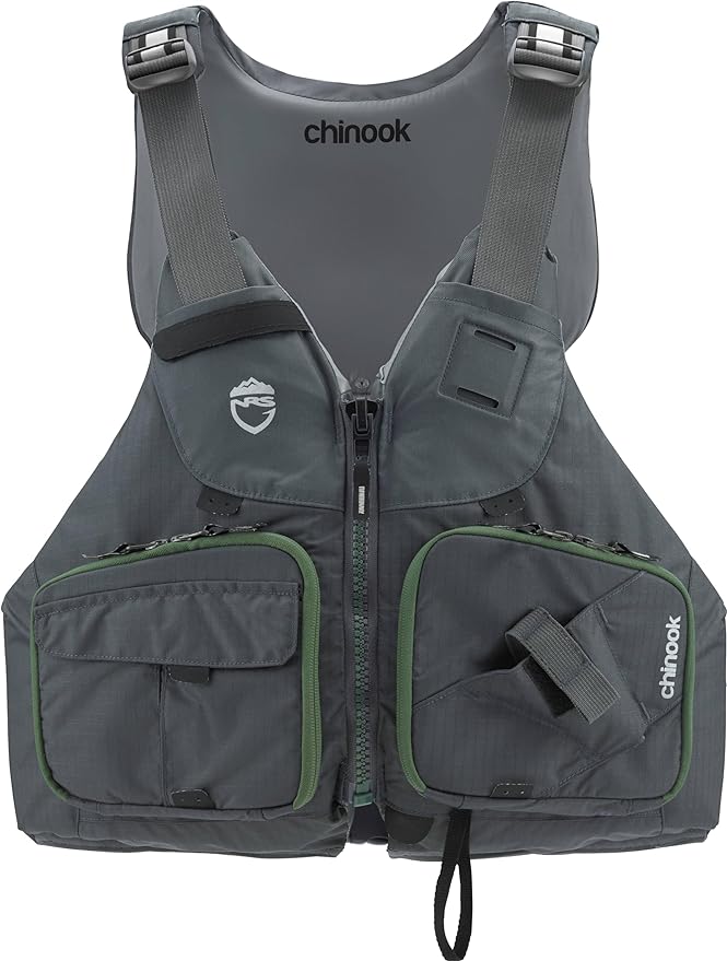 NRS Chinook Fishing Life Jacket for Fishing | Adult USCG Type III PFD | Mesh Back Front Zip Vest with Pockets for Rafting,...