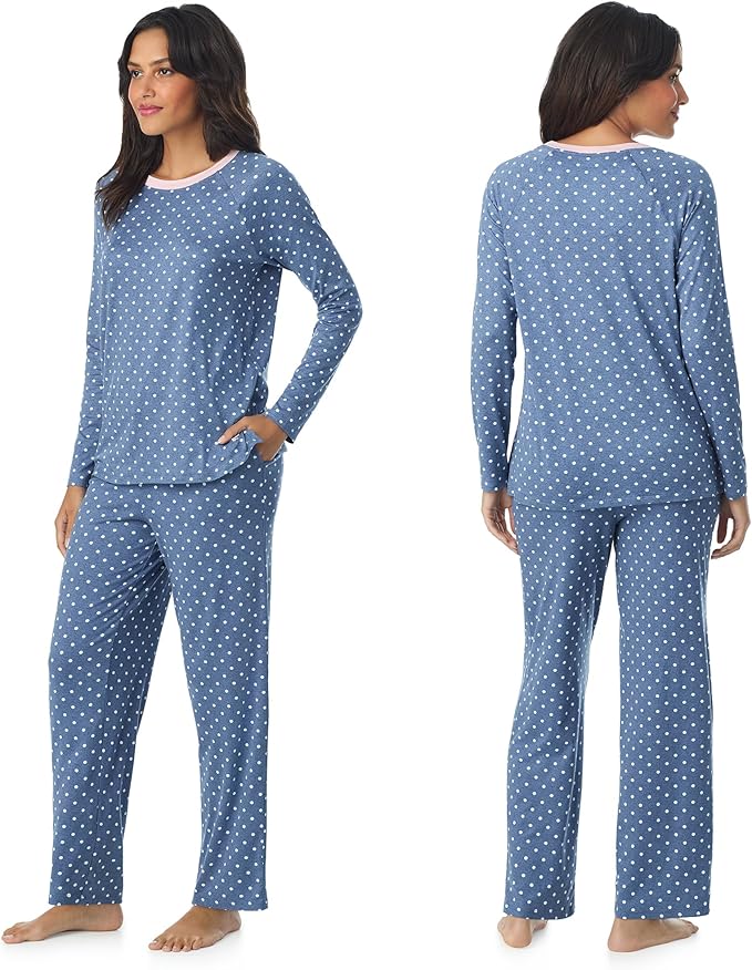 Cuddl Duds Womens Matching Pajama & Lounge Set - Lightweight Long Sleeve PJ Shirt & Pants - Sleepwear & Loungewear Sets