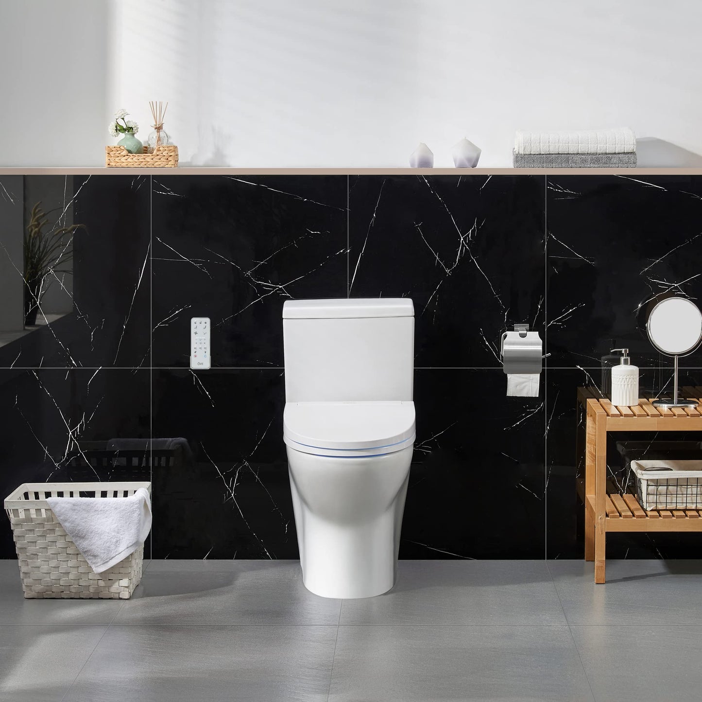 OVE Decors Wilma Smart Toilet with Integrated Bidet Seat, Heated Seat with Auto Flush and Warm Water and Multi Function Remote Control, White