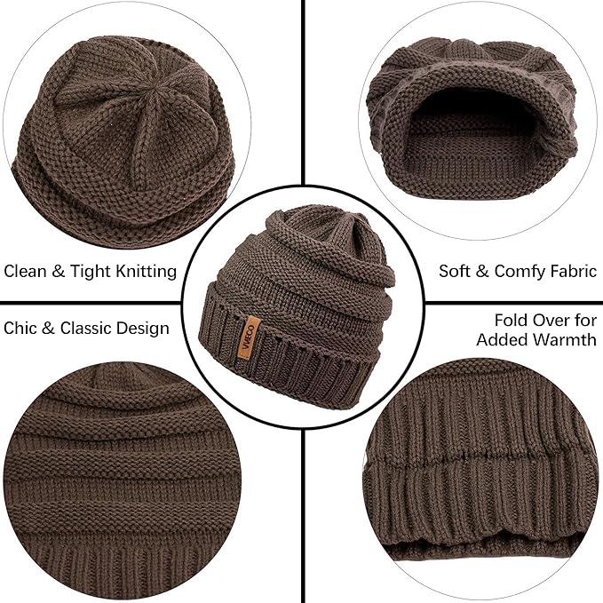 Aneco Winter Warm Sets Knitted Scarf Beanie Hat Touch Screen Gloves and Winter Ear Warmer for Men or Women