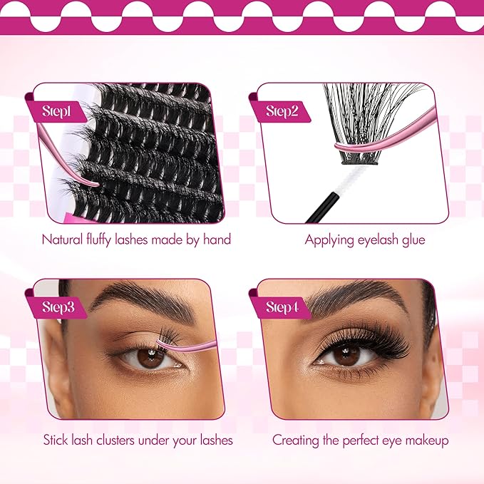 FADLASH Lash Clusters 80D+100D Fluffy Eyelash Clusters 12-18mm Individual Lashes Cluster Eyelash Extensions 3D Effect Wispy 280pcs Thick Lash Extension Clusters (80D+100D-0.07-D, 12-18mm)