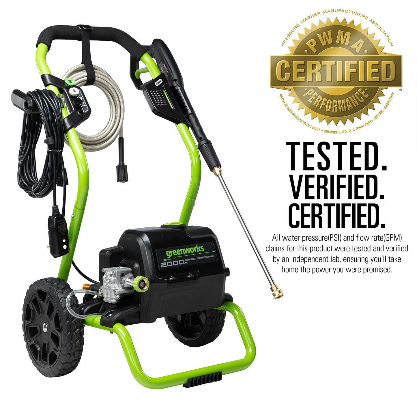 Greenworks 2000 Max PSI @ 1.1 GPM (13 Amp) Electric Pressure Washer GPW2000-1RG + Surface Cleaner Universal Attachment 30012