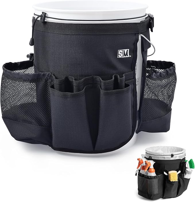 Bucket Caddy with Trash Band: Bucket Caddy for Detailing, Cars, Trucks, Motorcycles, Bikes, & House Cleaning
