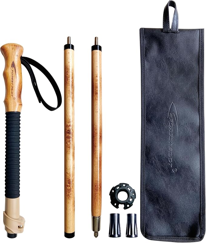 FOREST PILOT Trekking Poles- 1-pc Pack - Adjustable Hiking or Walking Stick –Strong, Natural Beech Wood - Quick Adjust Fli...
