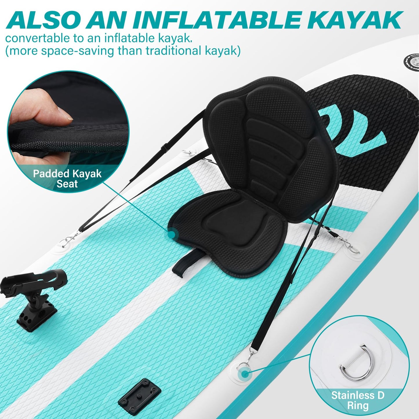 ADVENOR Paddle Board 11'x33 x6 Extra Wide Inflatable Stand Up Paddle Board for Fishing with Rod Holder, Fishing Mounts on 2 Sides, Kayak Seat, Double Blade Paddle,Backpack,Leash,and Hand Pump