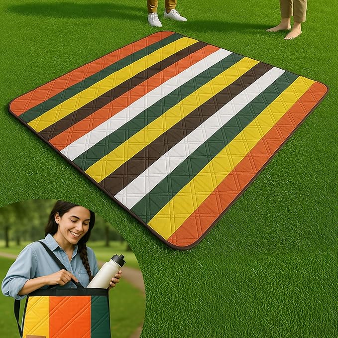High Stream Gear Picnic Blanket Waterproof Foldable – 2-in-1 Picnic Mat and Bag, Large Outdoor Beach Mat, Compact & Portab...