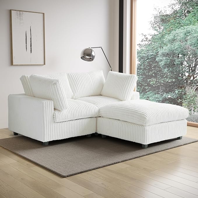 WJShome Cloud Modular Sectional Sofa,78" Plush Sofas for Living Room,L Shaped Sofa Couch with Storage Ottoman,3 Seater Comfy Couch Deep Seat Couches, Covers Washable&Replaceable (Beige)