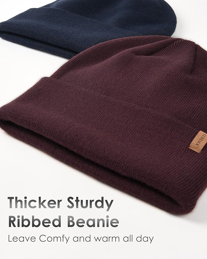 FURTALK Beanie for Men Women Cuffed Thick Knitted Unisex Winter Hat Beanies Skull Cap