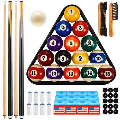 Outus 71pcs Pools Table Accessories Billiards Balls with Triangle Stand Pool Cue Chalks Cue Spot Sticker Brush(Standard Style Balls)