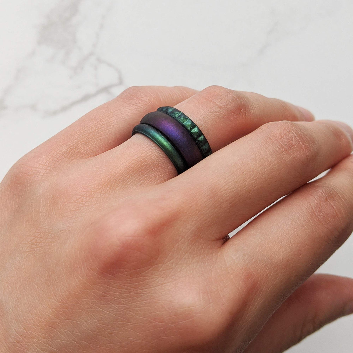 Knot Theory Cosmic Purple Silicone Ring for Men Women - Breathable Comfort Fit 6mm Wedding Band Size 10