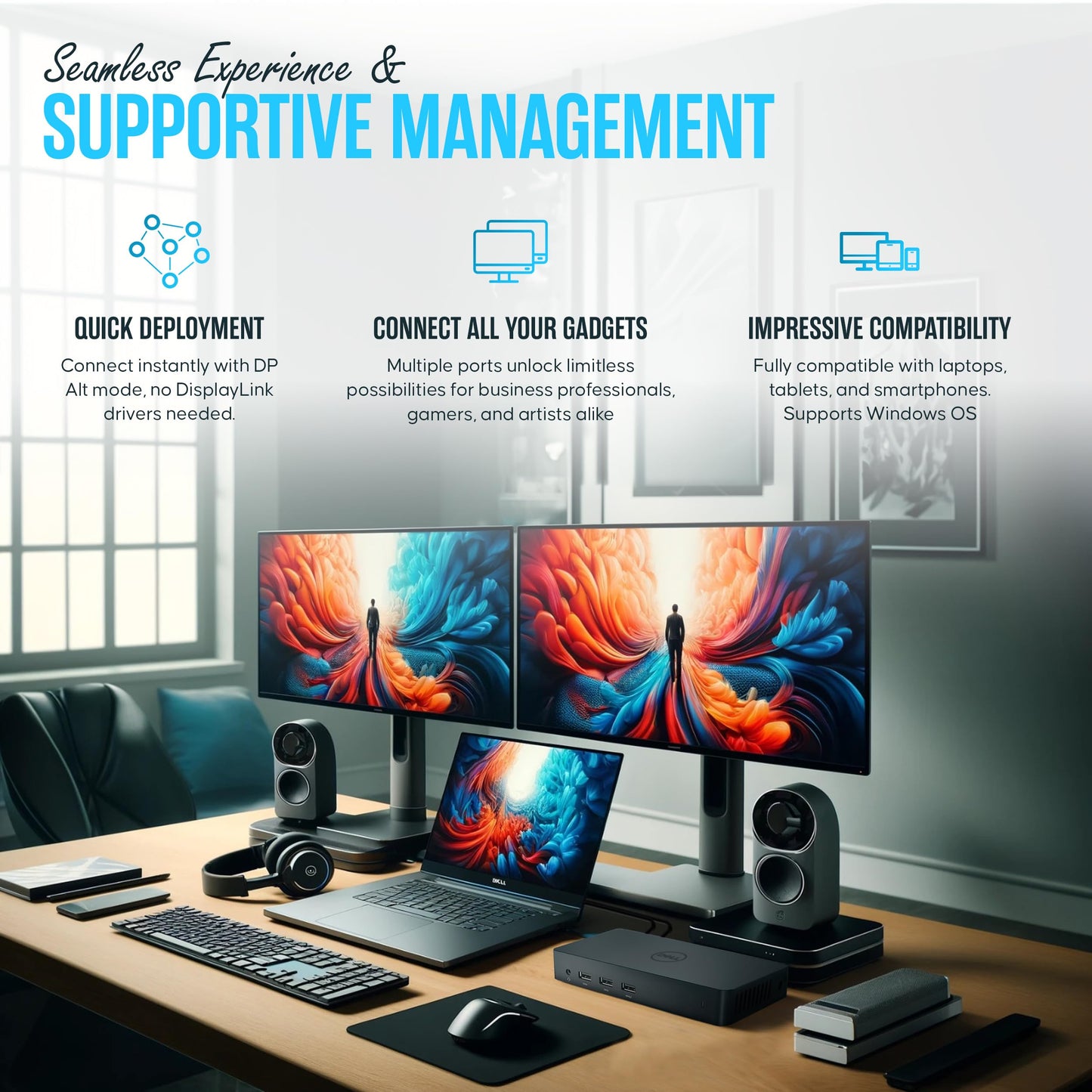 D3100 Dock Usb 3.0 Ultra Hd/4K Triple Display - 1 Year Warranty - Docking Station Dual Monitor With 65W, Hdmi & Usb 3.0 Cable -