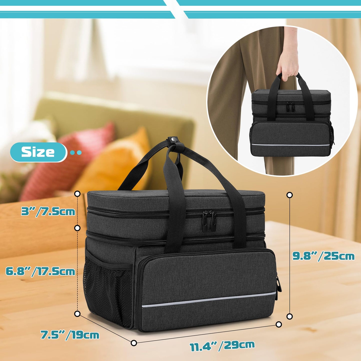 CURMIO CPAP Machine Travel Carrying Case Compatible with ResMed AirSense 11, AirSense 10, AirSense 10 elite, AirStart 10, Philips Dreamstation, 3B Medical Luna G3, and XT Fit, Black (Patented Design)