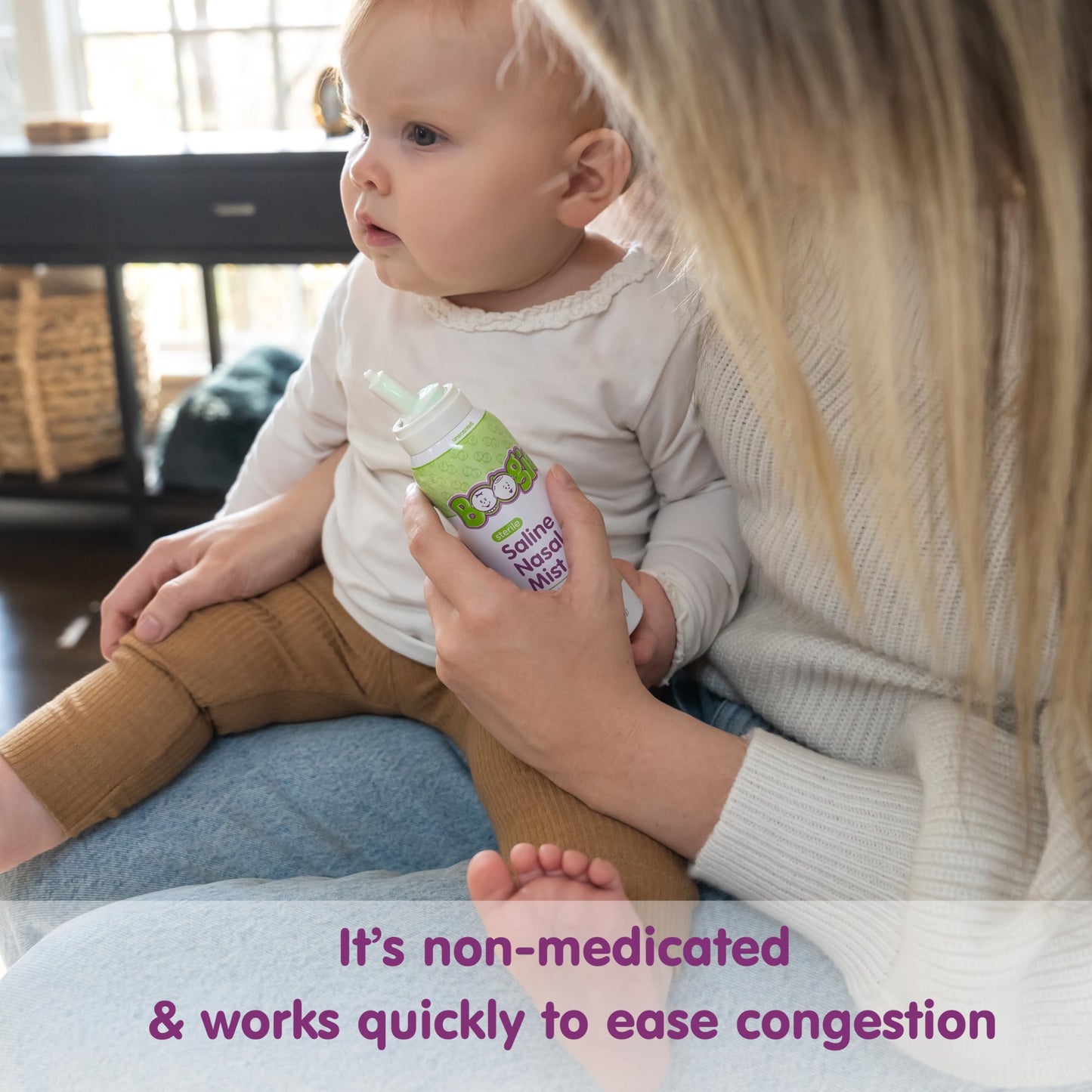 Boogie Baby Saline Nasal Spray Mist, Allergy Relief, Nasal Decongestant, Made with Saline, Unscented, 3.1 Ounce (Pack of 3)…