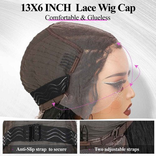 quickwig Braided Curly Wig for Black Women 13x6 Handmade Cornrow Braids Wig Boho Fulani Braid 26 Inch Glueless Black Long Curly Synthetic Wigs 2-in-1 Versatile Style Lace Front Wigs with Baby Hair 1B