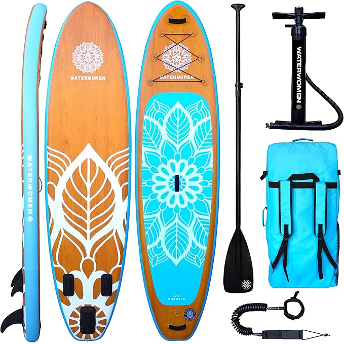 Women's Paddle Board 10'6 Inflatable Stand UP Paddle Board & Accessory Package Including Adjustable SUP Paddle, Stylish Ba...