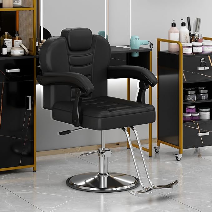 Hair Salon Chair, Styling Reclining Barber Chair,Seat Height 37.4-41.7", Heavy Duty Hydraulic Pump,Adjustable Barber Chair Beauty Shampoo Barbering Chair for Hair Stylist Spa