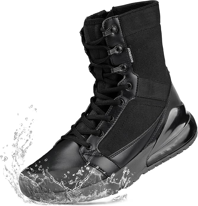 CENNID Women's Waterproof Work Tactical Boots Wide Non Slip Boots Lightweight for Side Zipper All Day Comfortable Hiking M...