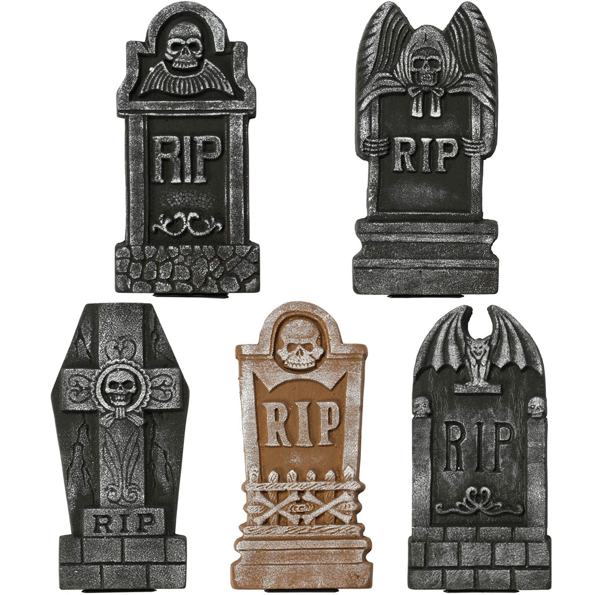 Sunnyglade Set of 5 Pack Halloween Foam RIP Graveyard Tombstones for Halloween Lawn Yard Decorations