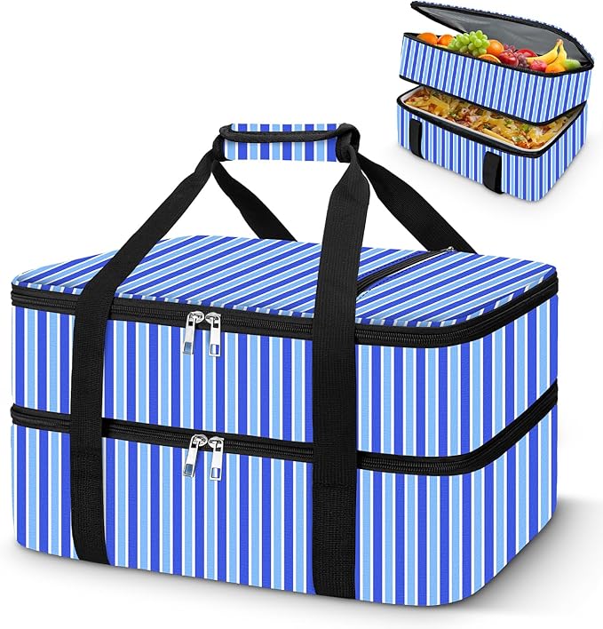 Coobiiya Insulated Casserole Carrier – Portable Tote for Hot or Cold Food, Warmer & Cooler Bag Lunch Bag, Fits 9" x 13" Ba...