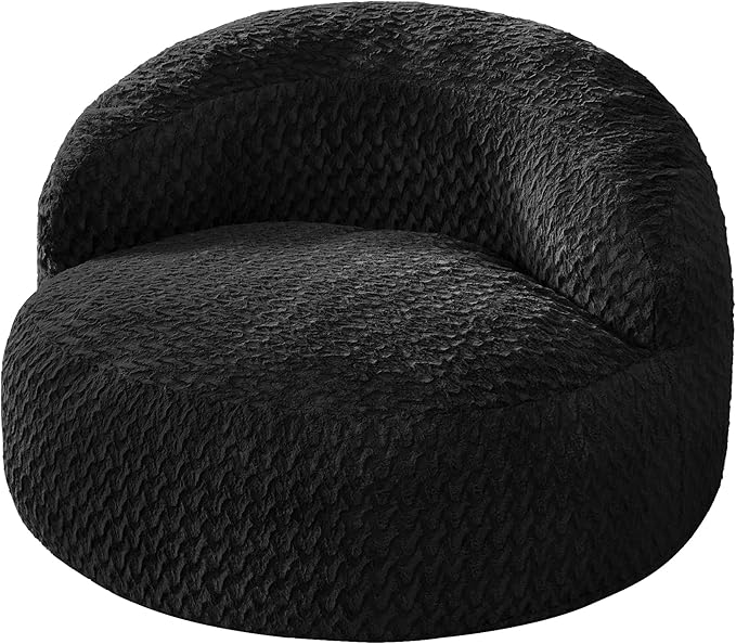 Hobestluk Bean Bag Chair Giant Bean Bag Chairs for Adults Big Bean Bag Chair with Memory Foam Filler Adults Large Beanbag with Faux Fur Cover for Bedroom (Chevron Black,Large)