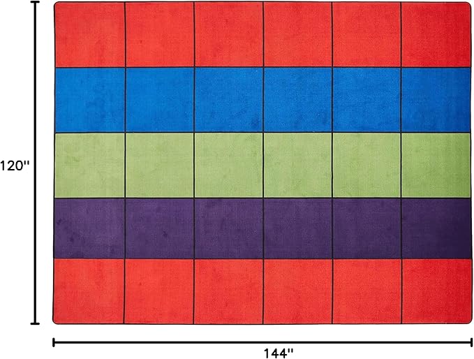 KIDCARPET.COM Blocks Seating 30 Multi Nylon Area Rug, 10' x 12', Multicolored, Educational Classroom Rug, Kids Learning Play Mat | Area Rug for Bedroom or Playroom