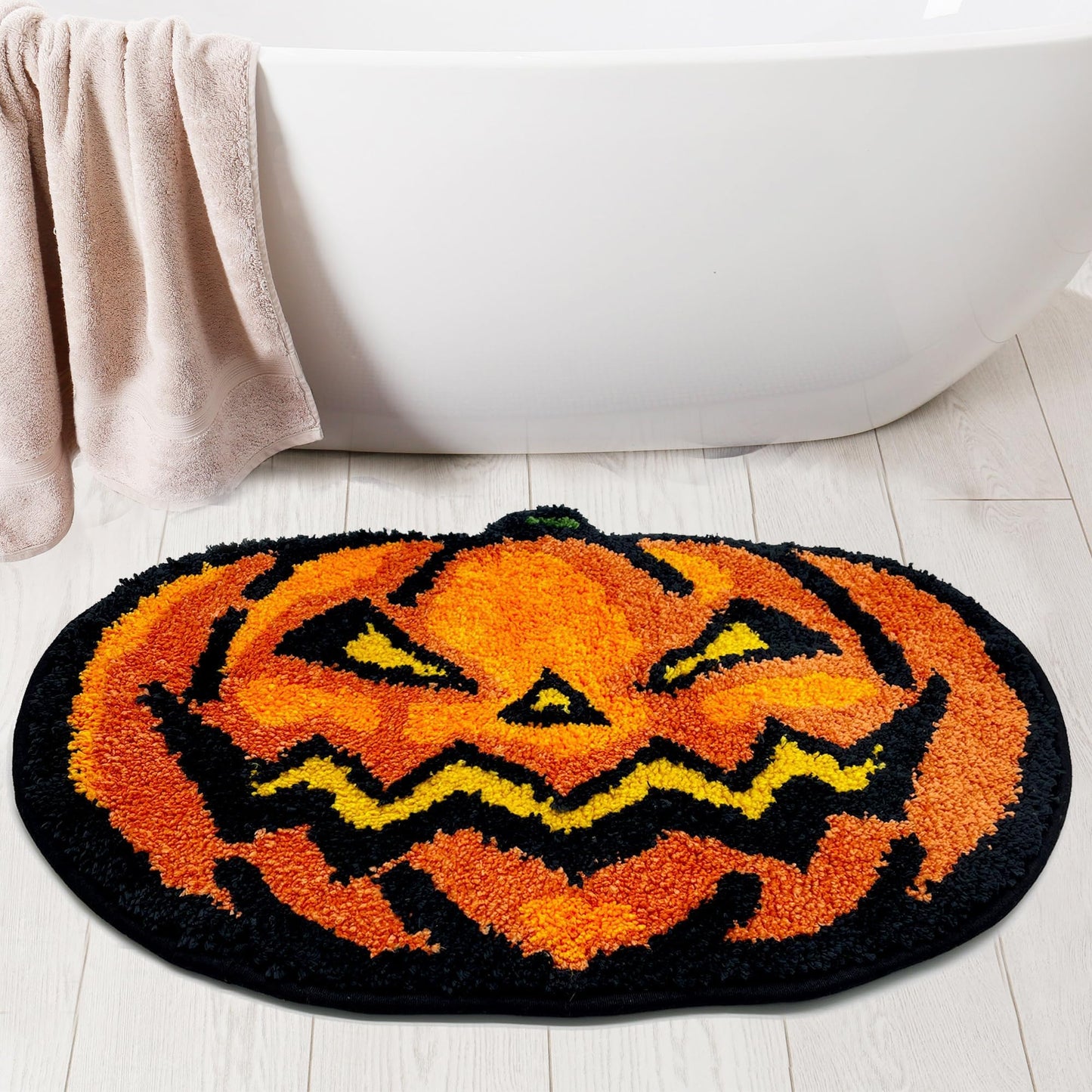 Hexagram Halloween Bathroom Rugs, Farmhouse Halloween Rugs for Bathroom Decorations for The Home, Pumpkin Bath Mats, Holiday Cute Pumpkin Decor Non-Slip 16x24 Inches