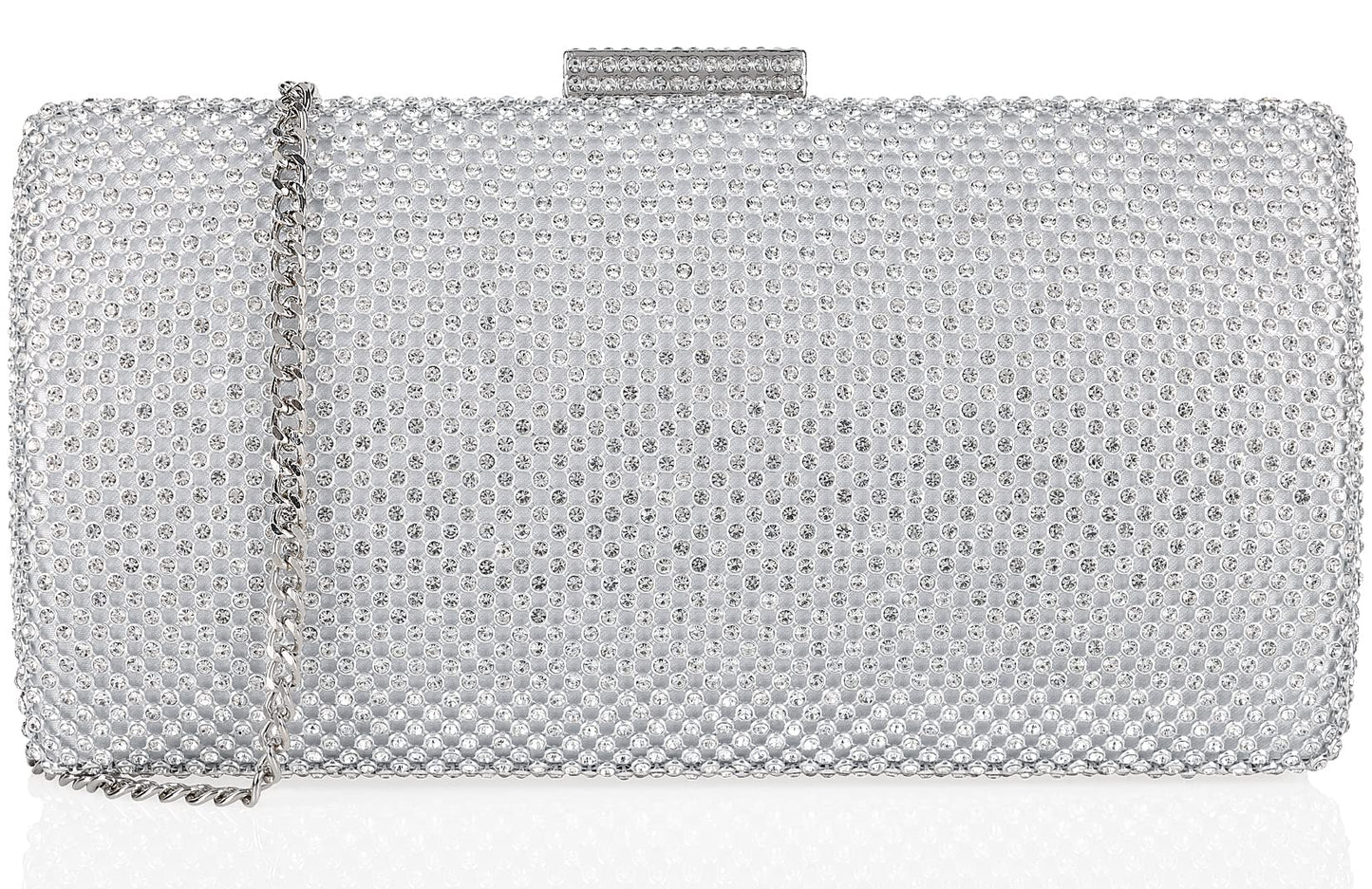 Venoline Rhinestone Purse Women’s Crystal Evening Handbags Sparkling Clutch Purse for Party Prom Wedding bag Silver