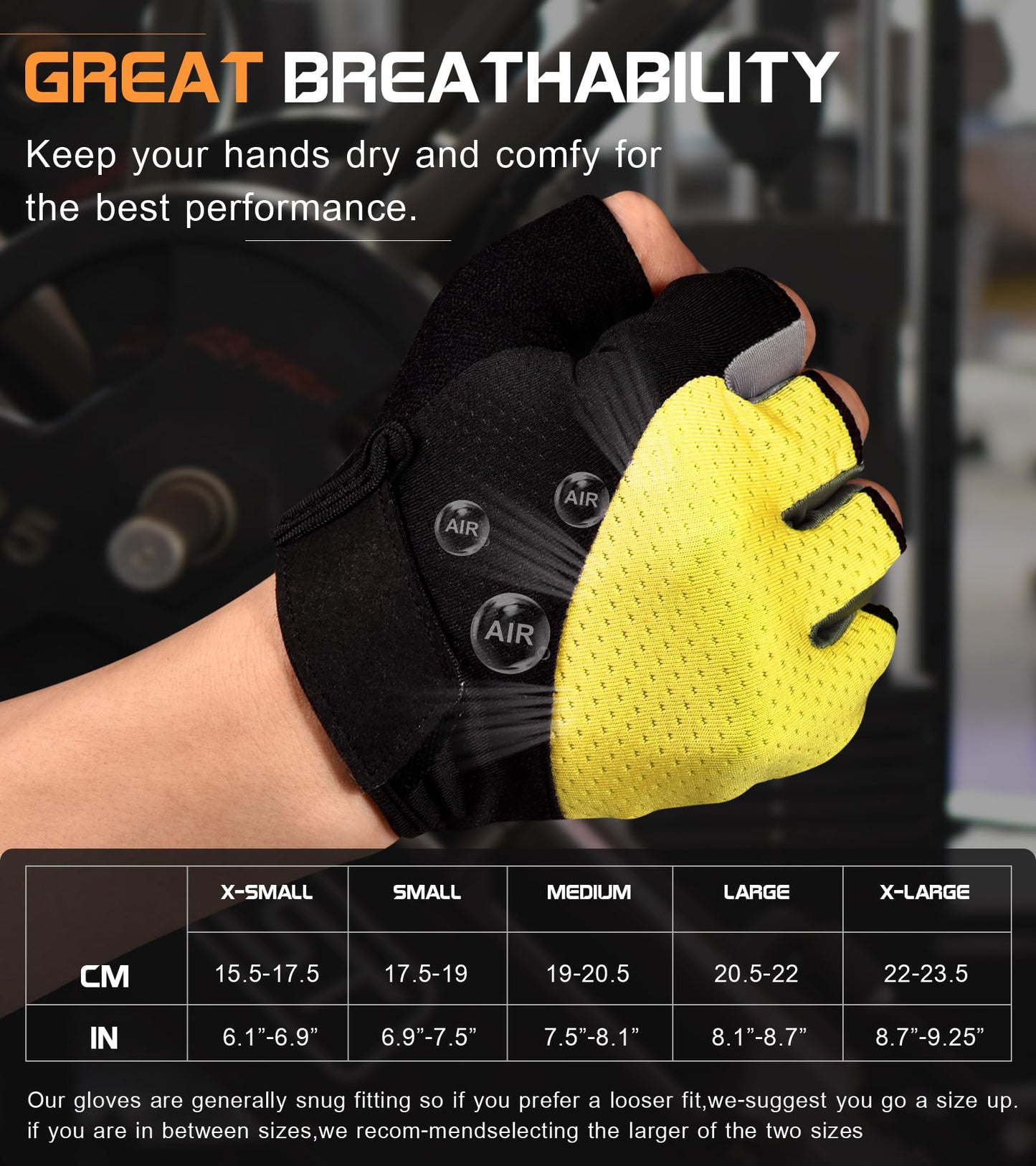 Sunnex Gym Gloves - Fingerless, Breathable Fitness Gloves for Weightlifting, Sports Training