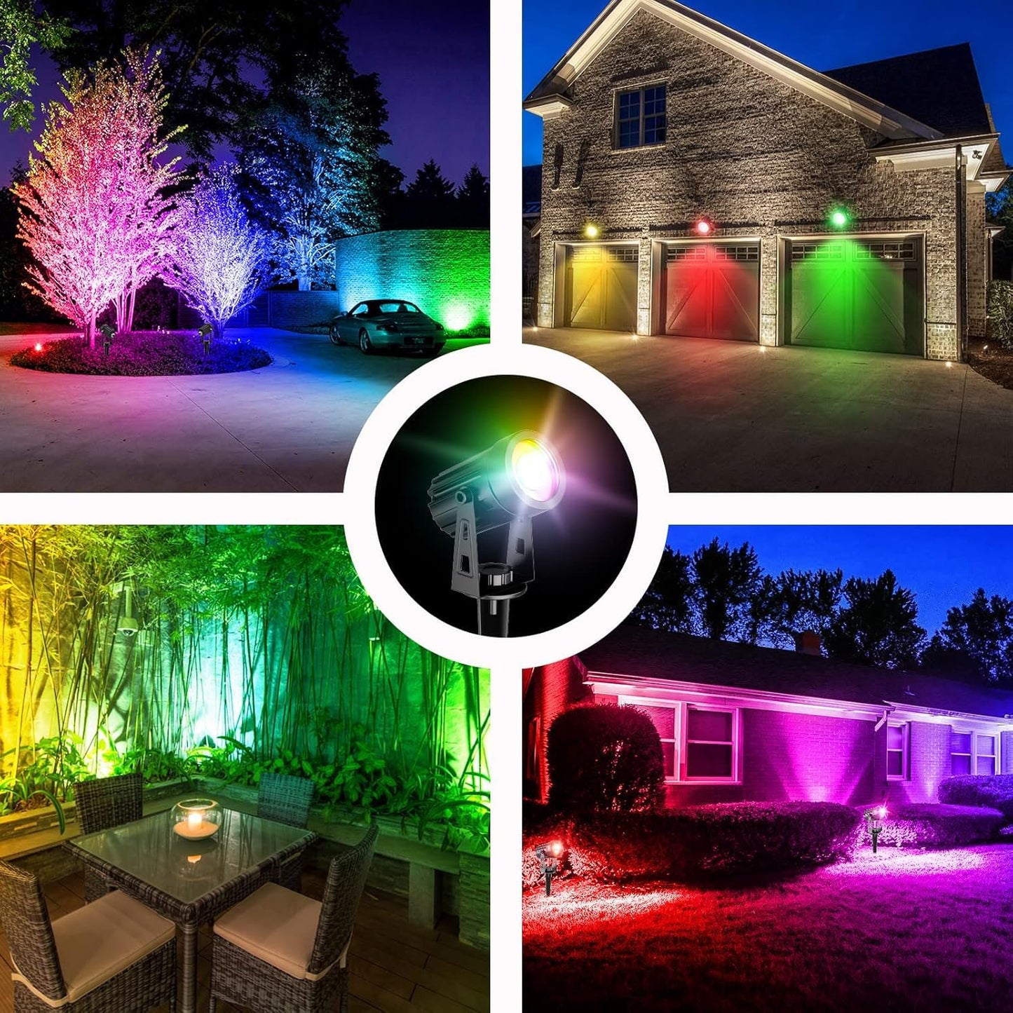 T-SUN Solar Spotlights, 2-in-1 RGB Solar Landscape Spotlights Outdoor Waterproof, Auto ON/Off Dual Head LED Lights for Garden, Yard, Halloween, Christmas Decor(RGB)