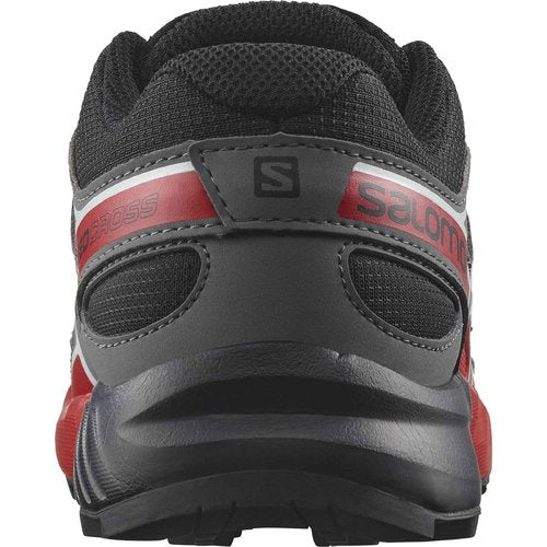 Salomon Junior SPEEDCROSS Outdoor Shoes for Kids, Black / Quiet Shade / High Risk Red, 2