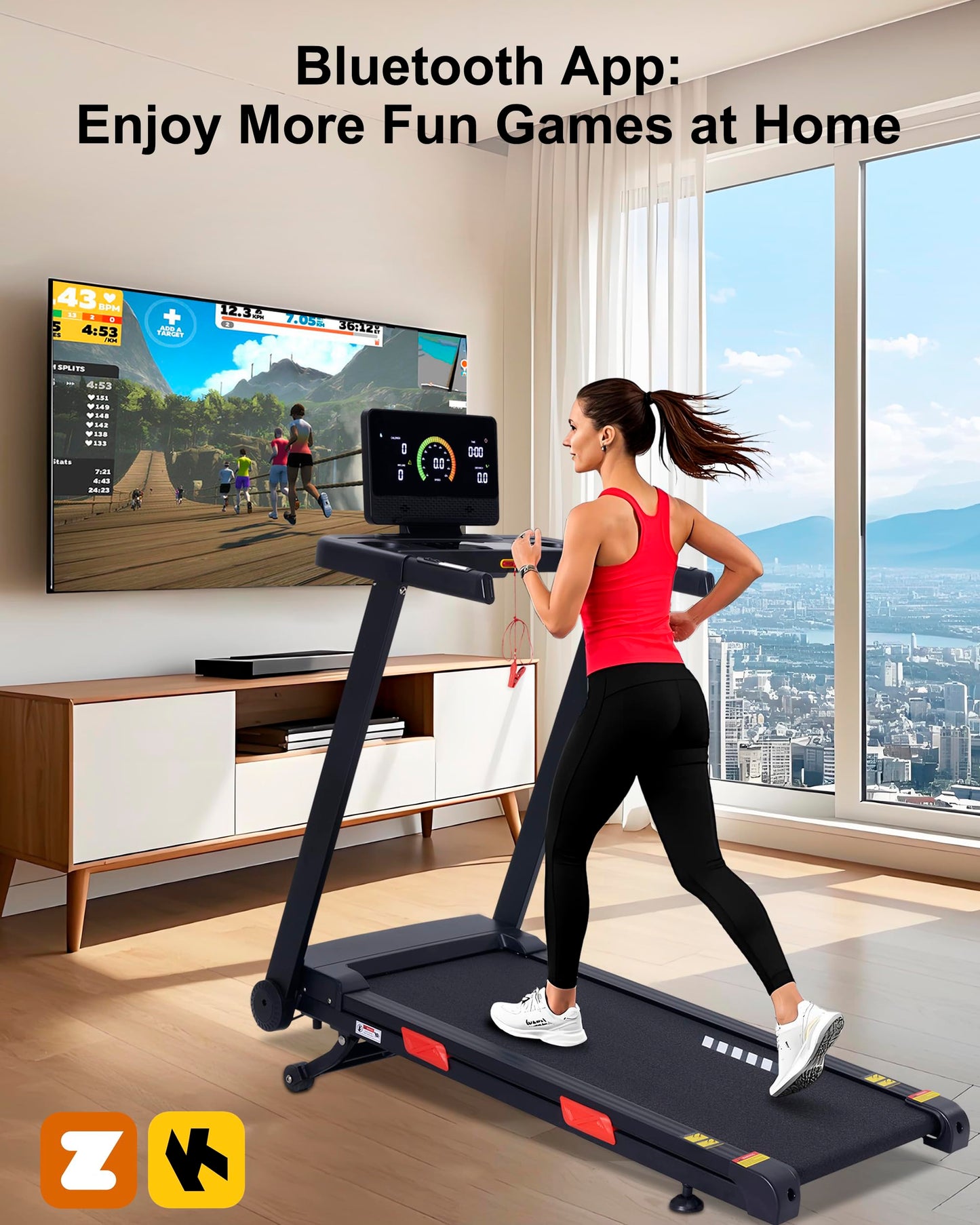 ATEEDGE Auto Incline Treadmill, 20% Incline, 3.0HP, 10 MPH Running Machine, 18.5" Wide Belt, 350 lbs Capacity, Treadmill for Home with Bluetooth App