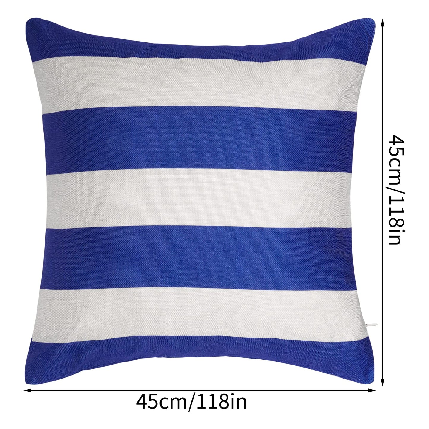 tiggell 4 Pack Waterproof Pillow Covers Outdoor Throw Pillowcases Decorative Garden Cushion Case for Home Garden Patio Couch Balcony Striped (18 * 18 inch, Blue & White)