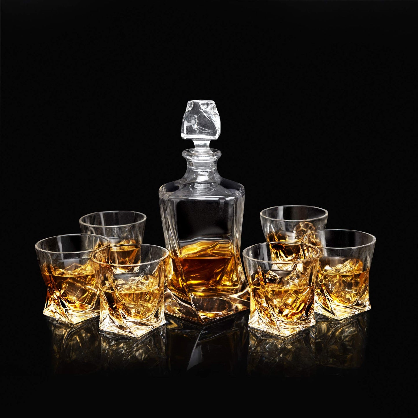 KANARS Whiskey Decanter Set, Premium Crystal Liquor Decanter with 6 Old Fashioned Glasses for Cocktail Scotch Bourbon Irish Whisky Alcohol, Unique Men Gifts for Christmas Housewarming Birthday
