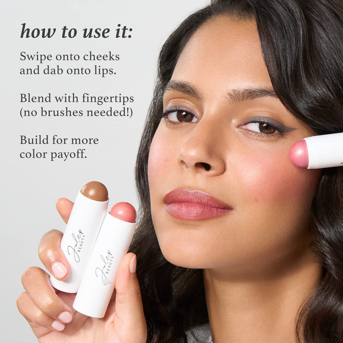 Julep Skip The Brush Cream to Powder Blush Stick - Desert Rose - Blendable and Buildable Color - 2-in-1 Blush and Lip Makeup Sti