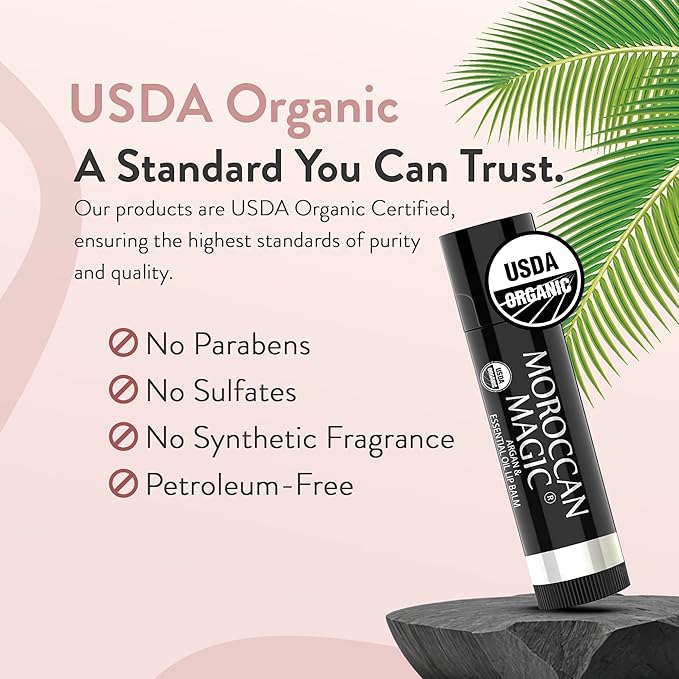 Moroccan Magic Men M3 Organic Peppermint Lip Balm 3 Pack | Ultra-Hydrating & Moisturizing | Natural Mint Lip Repair for Dry Lips | Non-Toxic | Organic Lip Balm for Men
