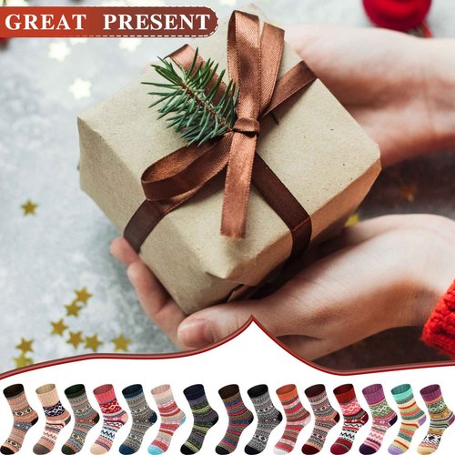 Taiyin 80 Pairs Bulk Wool Socks for Women Warm Winter Soft Thick Thermal Hiking Socks Fluffy Indoor Cozy Christmas Boho Gifts
